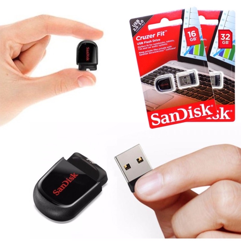 Usb mini sandisk cruzer fit - 8gb 16gb 32gb 64gb- usb 2.0 - mini siêu nhỏ