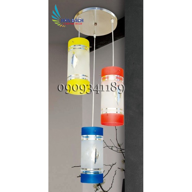 Đèn thả,đèn thả trần bàn ăn phòng khách 3 chao thủy tinh