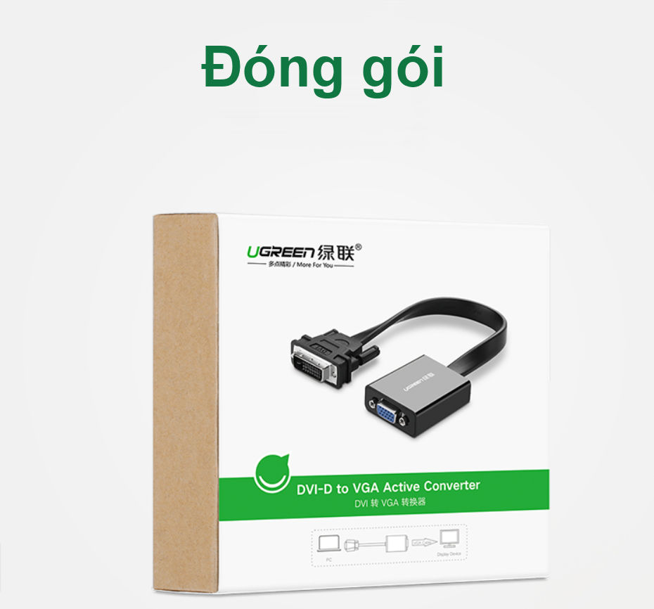 Bộ chuyển đổi (adaptor) DVI 24+1 sang VGA 30cm UGREEN MM108 40387 Bộ chuyển đổi (adaptor) DVI 24+1 sang VGA 30cm UGREEN MM108 40387