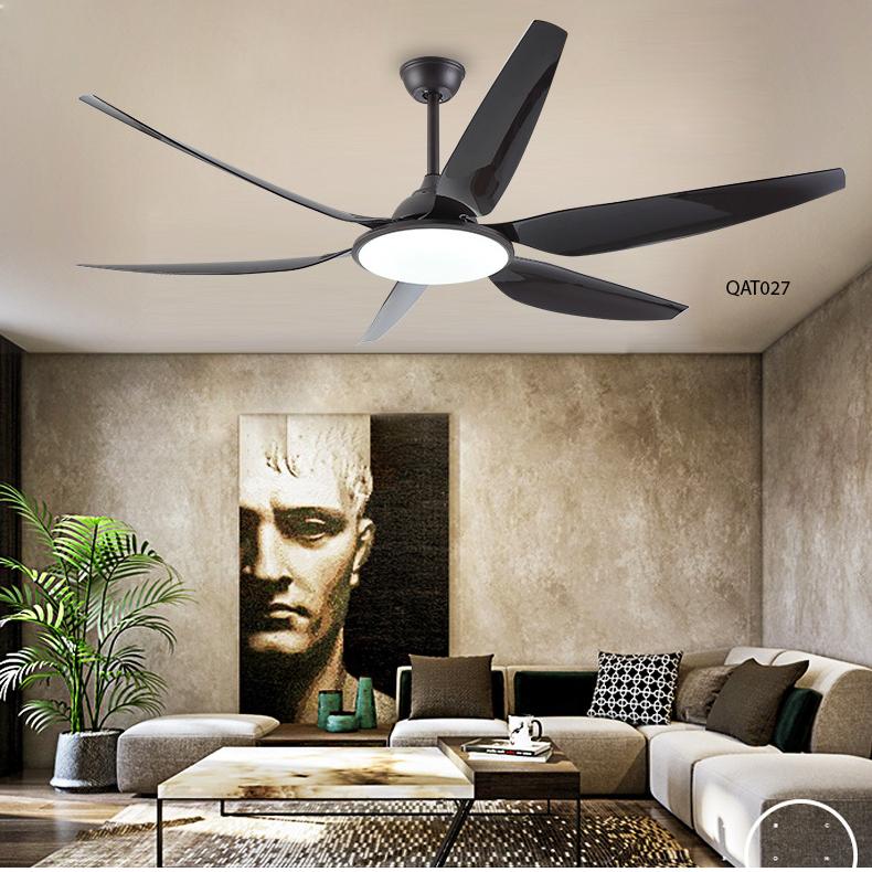 Quạt trần đèn trang trí 6 cánh nhựa abs có điều khiển từ xa qat027 – phong cách bắc âu hiện đại bảo hành 10 năm