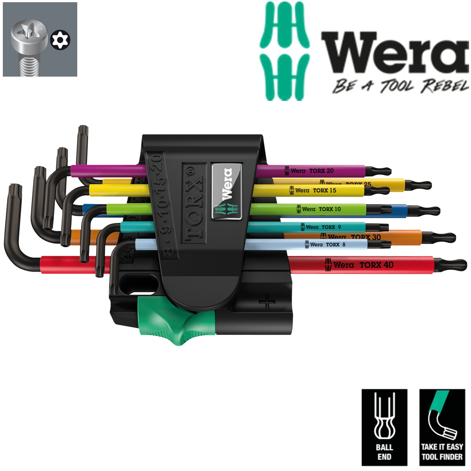 Bộ lục giác hoa thị nhiều màu có lỗ  967/9 TX BO Multicolour 1 SB Wera 05073599001