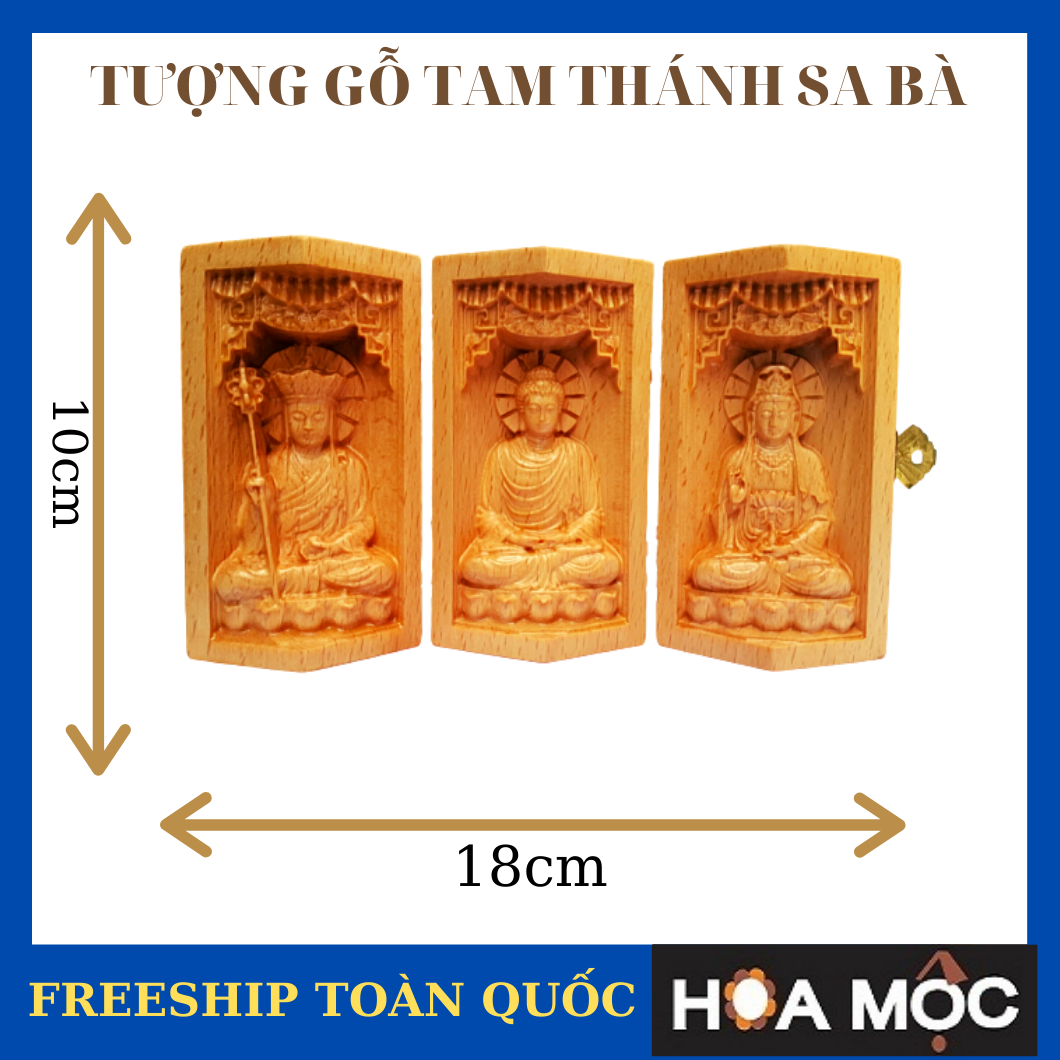 Hộp tượng gỗ tam thánh sa bà