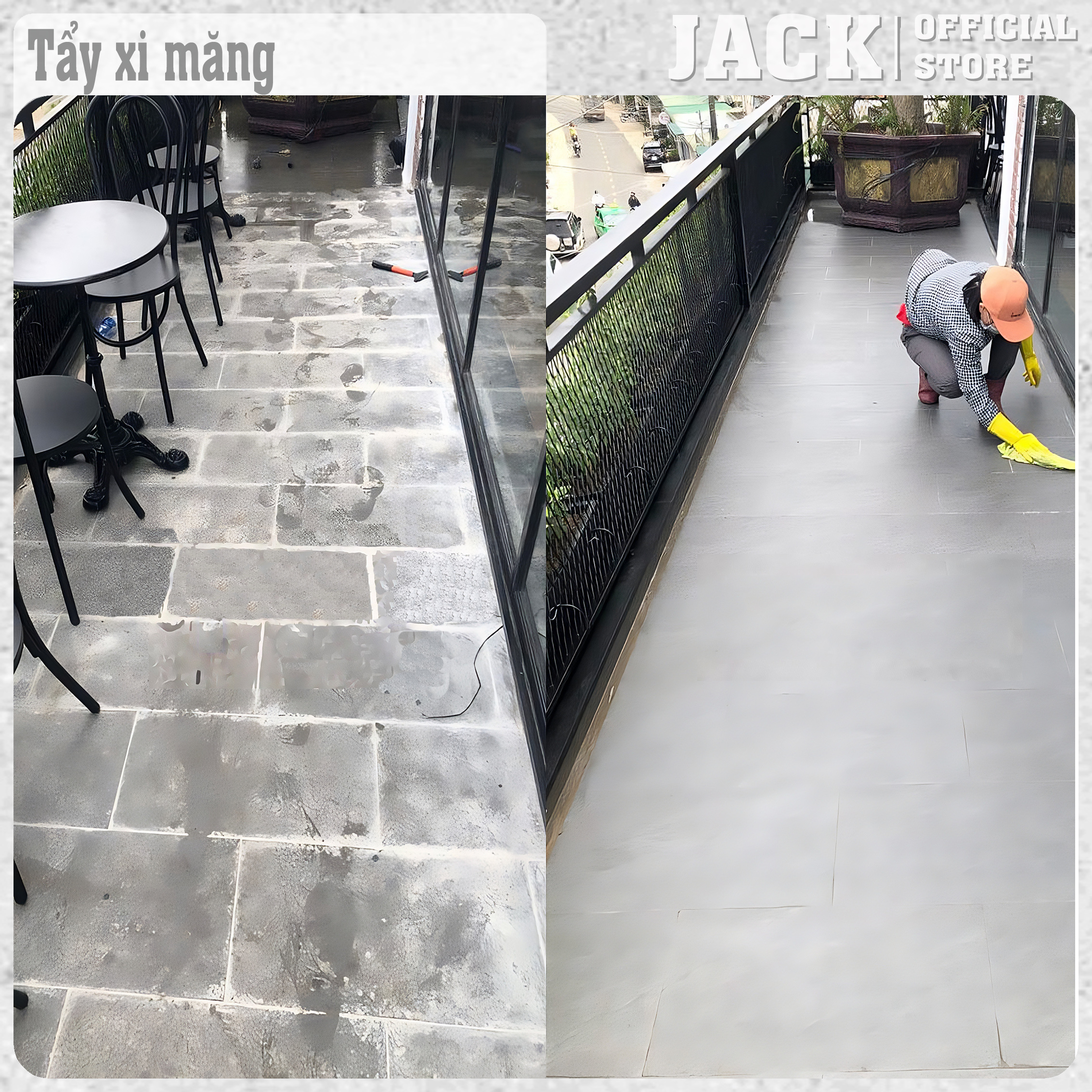 Tẩy Xi Măng, Tẩy Trắng Gạch, Tẩy Bồn Tắm, Bồn Rửa Mặt ,Bồn Lavabo, Tẩy Rong Rêu Siêu Sạch Jack 1200ml