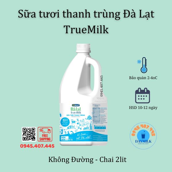 Sữa tươi thanh trùng đà lạt true milk