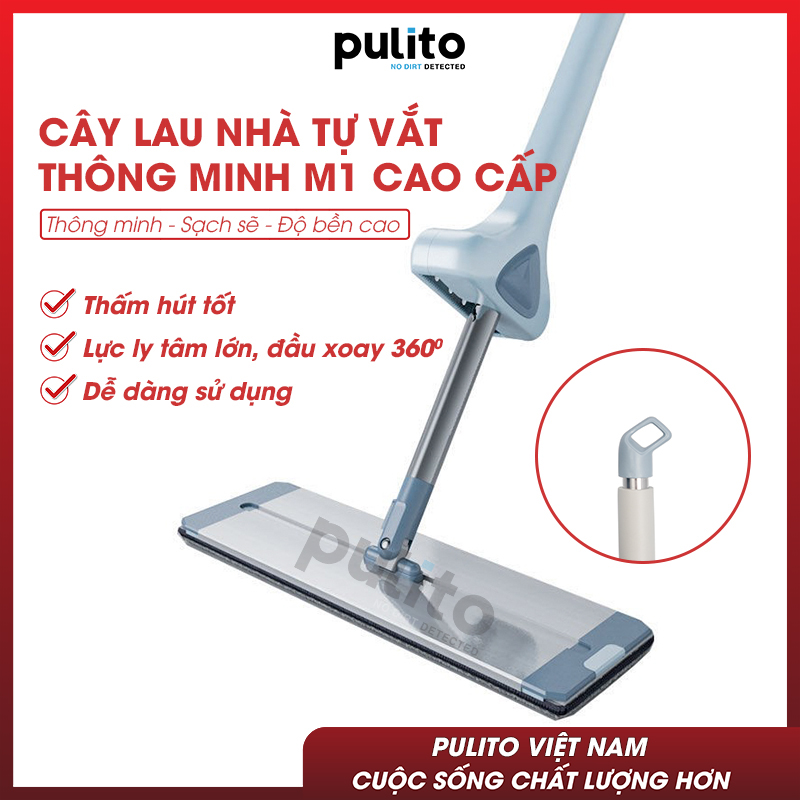 Chổi lau nhà tự vắt chính hãng PULITO chiều rộng bàn lau cực lớn bằng hợp kim nhôm cao cấp CLN-G9