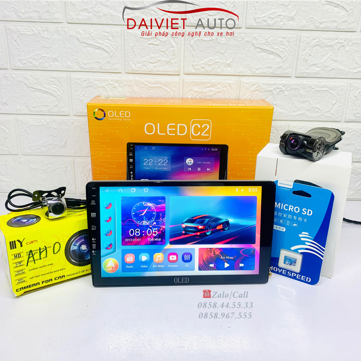 Bộ màn android oled c2 2/32/4 kèm cam hành trình cam lùi dưỡng theo xe morning, i10,camry, vios, xpander, civic... đại việt auto