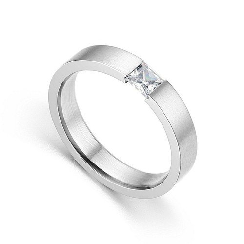 Nhẫn nam nữ unisex đính 1 viên đá titan ko han rỉ tt 3720