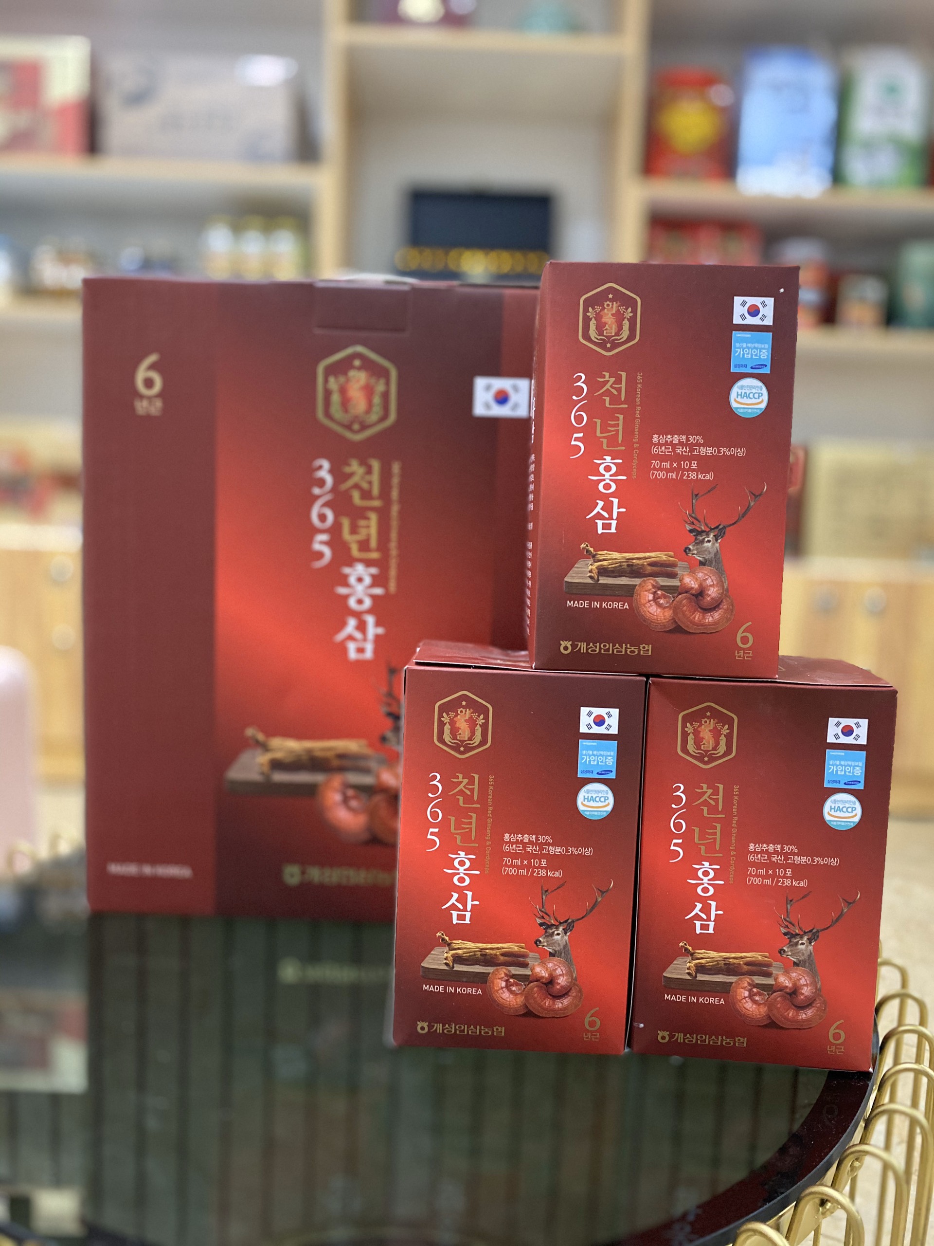 Hồng sâm nhung hươu linh chi 365 Hàn Quốc gói 70ml x 60 gói - Bồi bổ sức khỏe, phòng ngừa bệnh tật