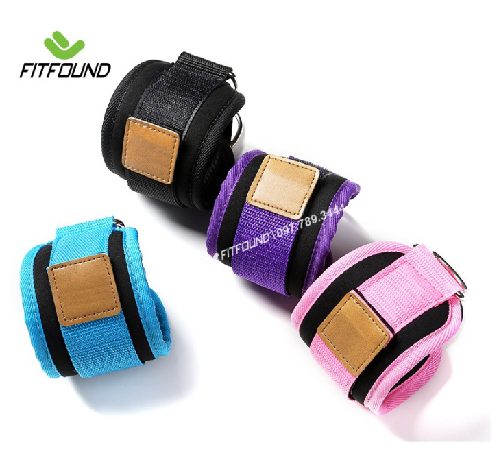 Bộ đai cuốn cổ chân tập mông chân đùi có móc sắt đá tạ phòng tập gym và dây cao su kháng lực + neo cửa tại nhà
