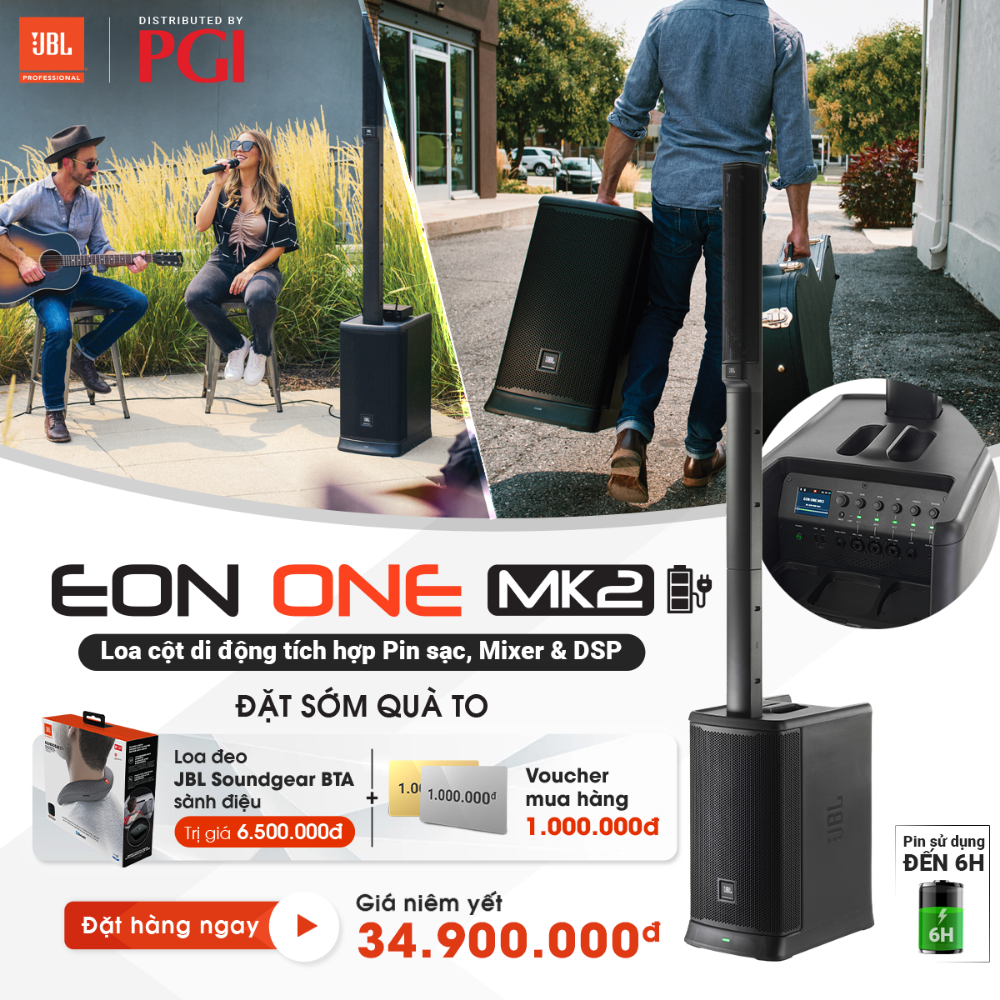 Loa Professional Audio Active Linear Array JBL EON ONE MK2 | Tích Hợp Pin lithium-ion