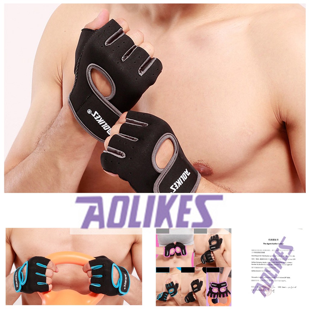Bán sỉ - aolikes al 1678 (1 đôi) găng tay hở lưng chống trượt chuyên gym chính hãng, đối tượng sử dụng: Gym, đạp xe, leo núi, thể dục dụng cụ