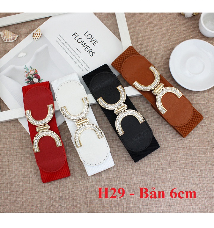 Đai váy Belt váy chữ X nạm đá chenel H20 Bản 6cm