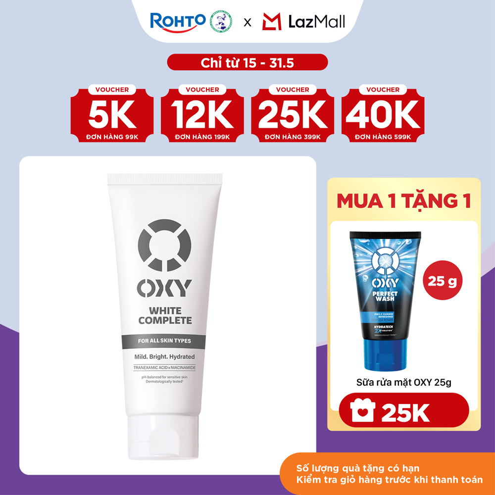 Sữa rửa mặt cho nam OXY sạch dịu nhẹ, sáng da OXY White Complete 100g