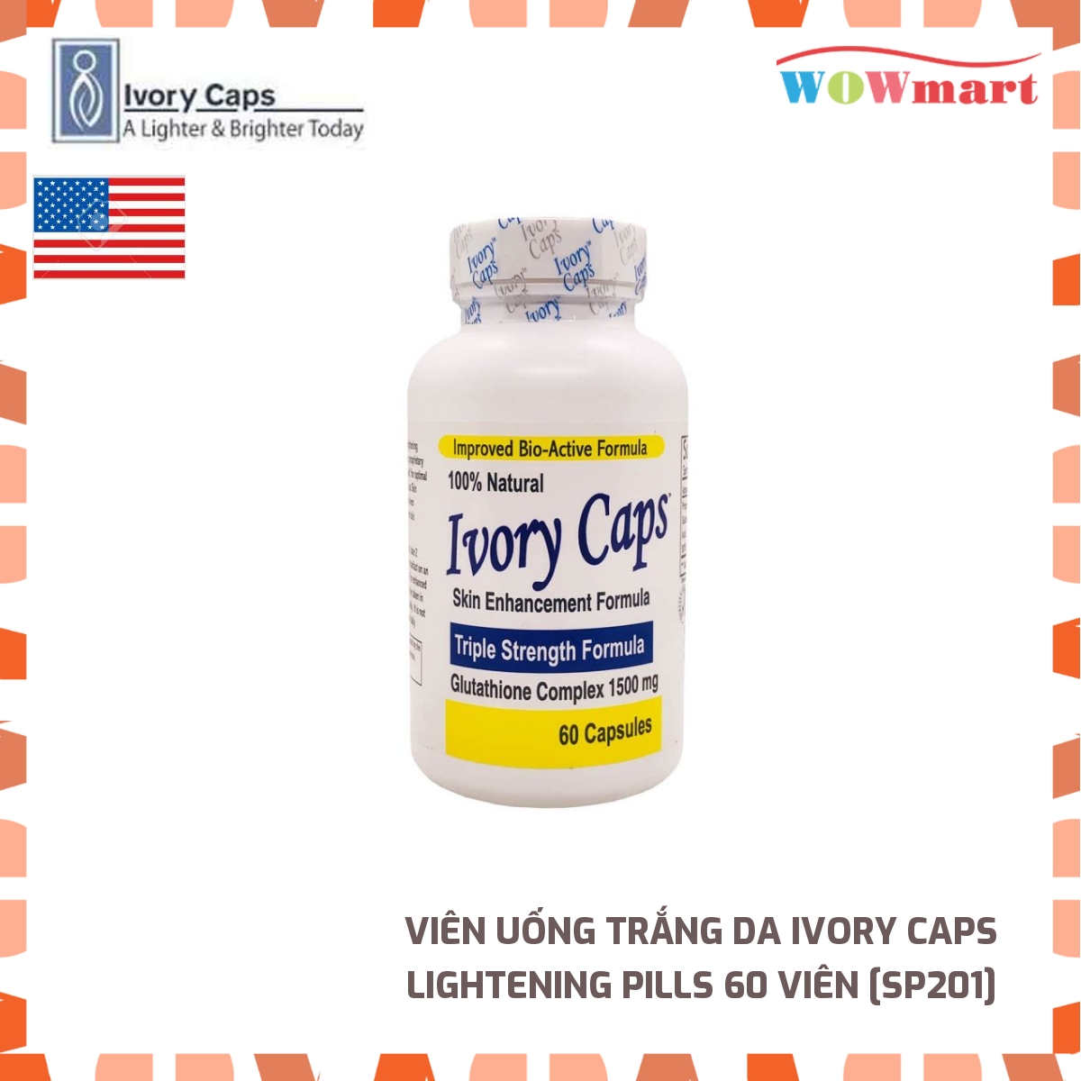[HCM]Viên uống trắng da Ivory Caps Lightening Pills 60 viên - MỸ