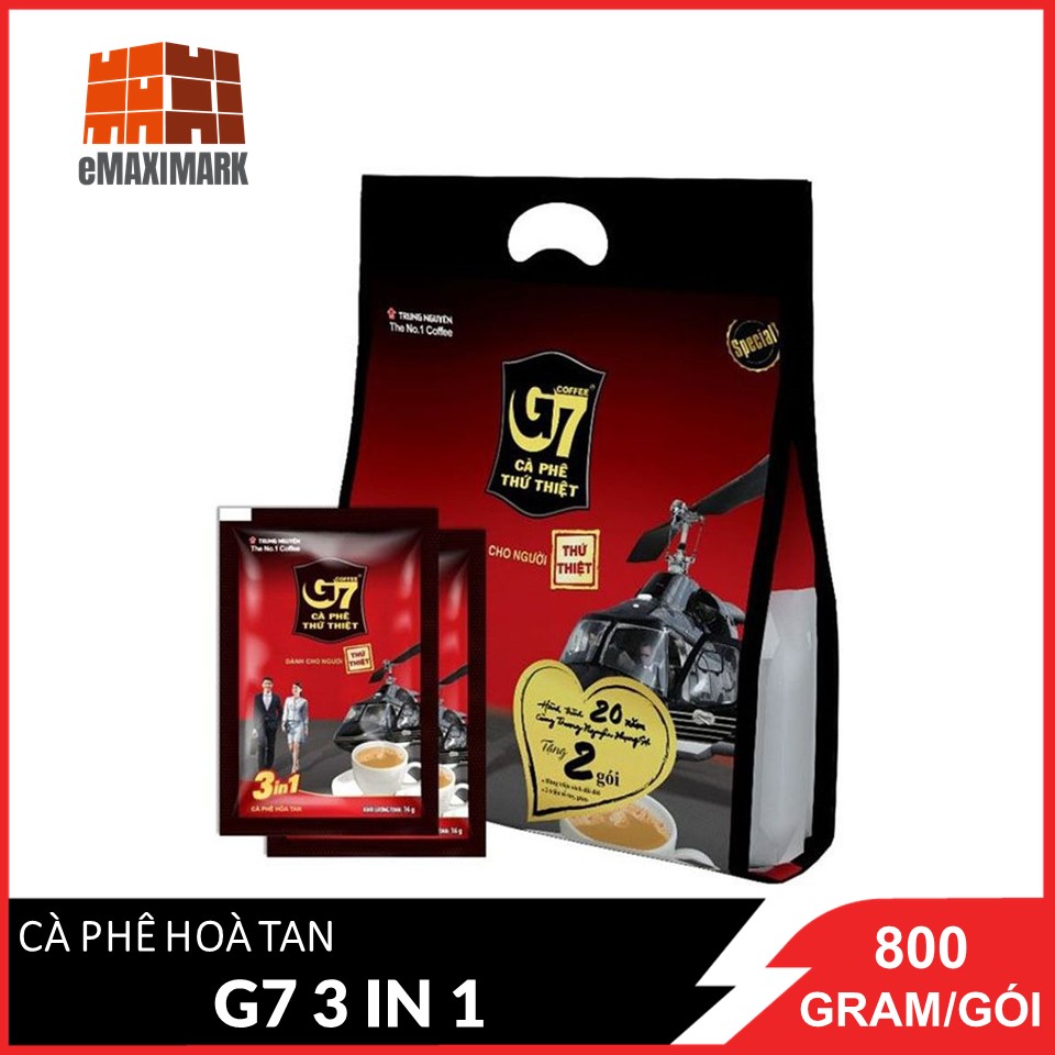 Cà phê hòa tan g7 trung nguyên 3 in 1 bịch 50 gói
