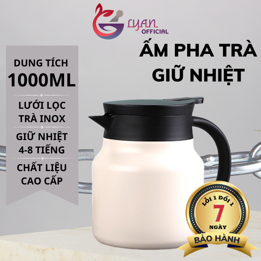 Ấm pha trà giữ nhiệt chất liệu inox 316 có lọc trà dung tích 1000 ml