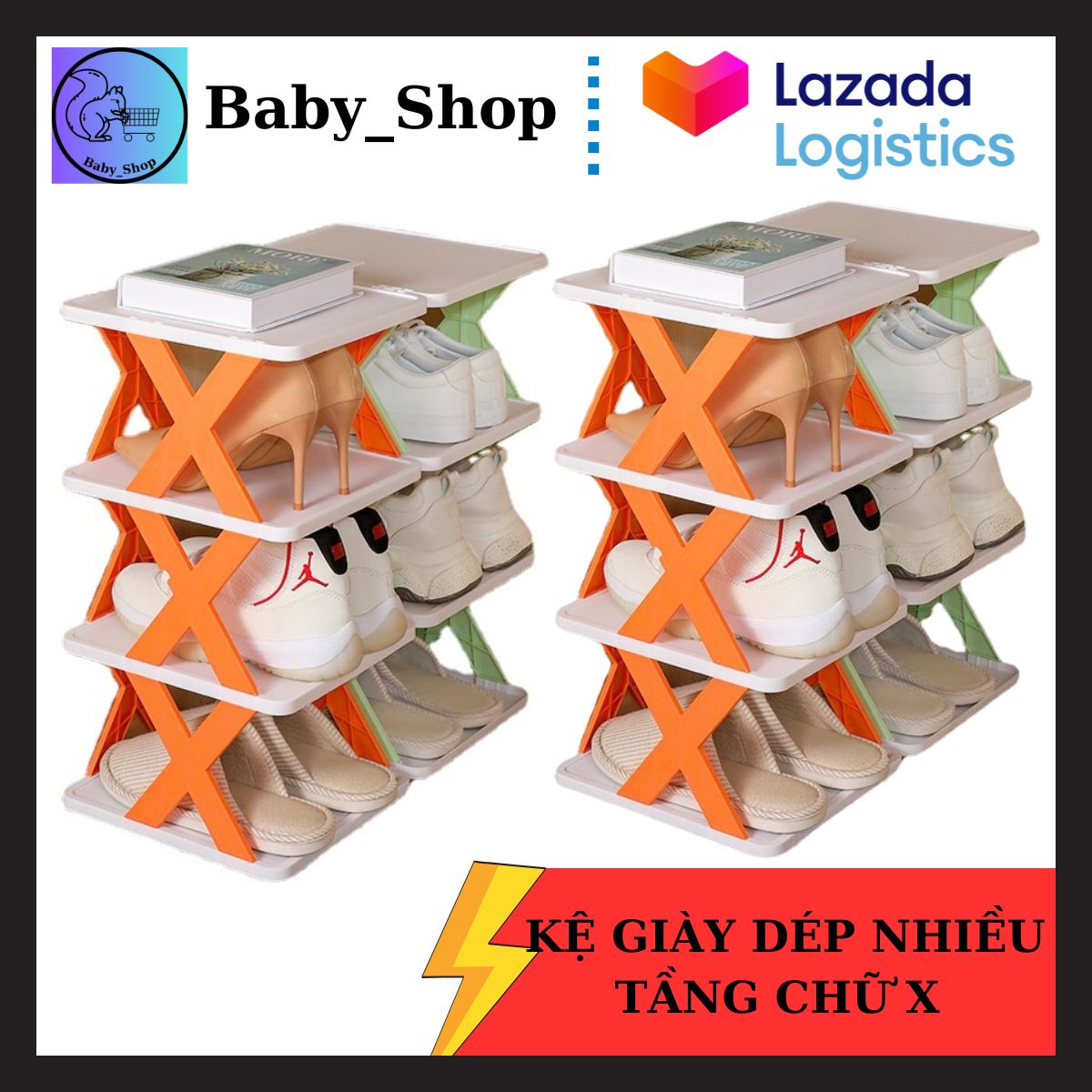 Kệ đựng giày, Kệ để dép, Kệ để giày dép 5 tầng chữ X - Kệ giày dép đa năng bằng nhựa . Kệ để giày dép cao cấp