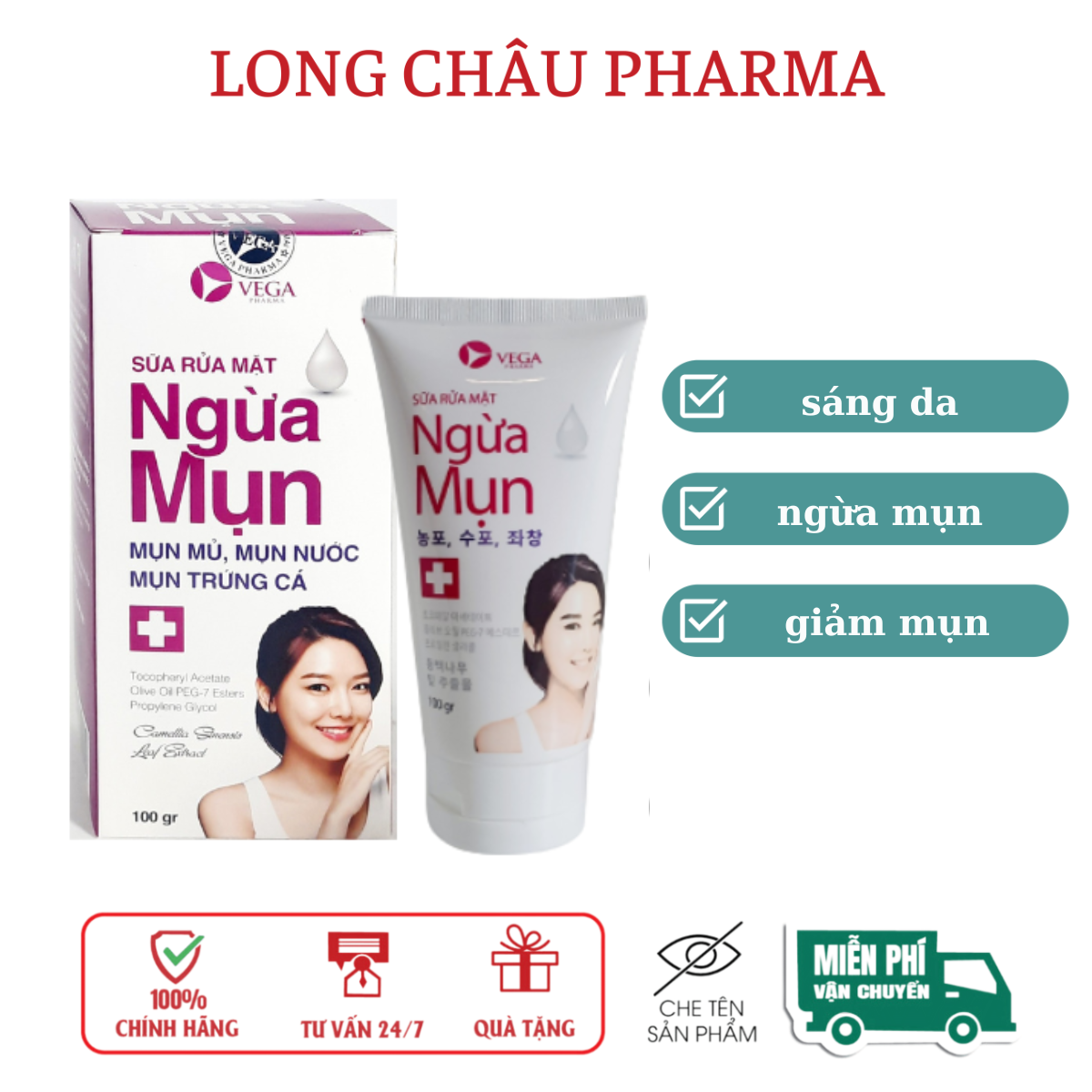 Sửa rửa mặt ngừa mụn giúp làm sạch da, sáng da– Hộp 100 gr
