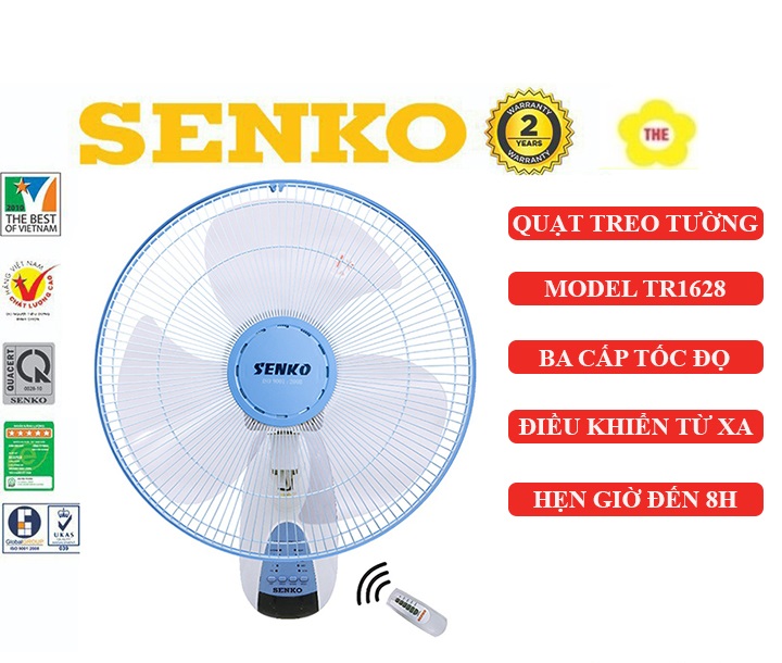   HCM Quạt treo tường có remote điều khiều từ xa Senko TR1628  Có Remote  - Màu môn 