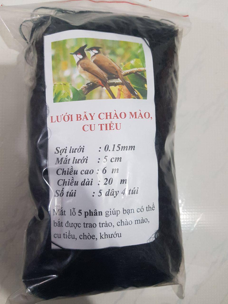 Lưới bẫy chim lỗ  5 Phân dài 20m  Bẫy Chim trao trảo, chào mào, cu tiểu, chòe, khướu