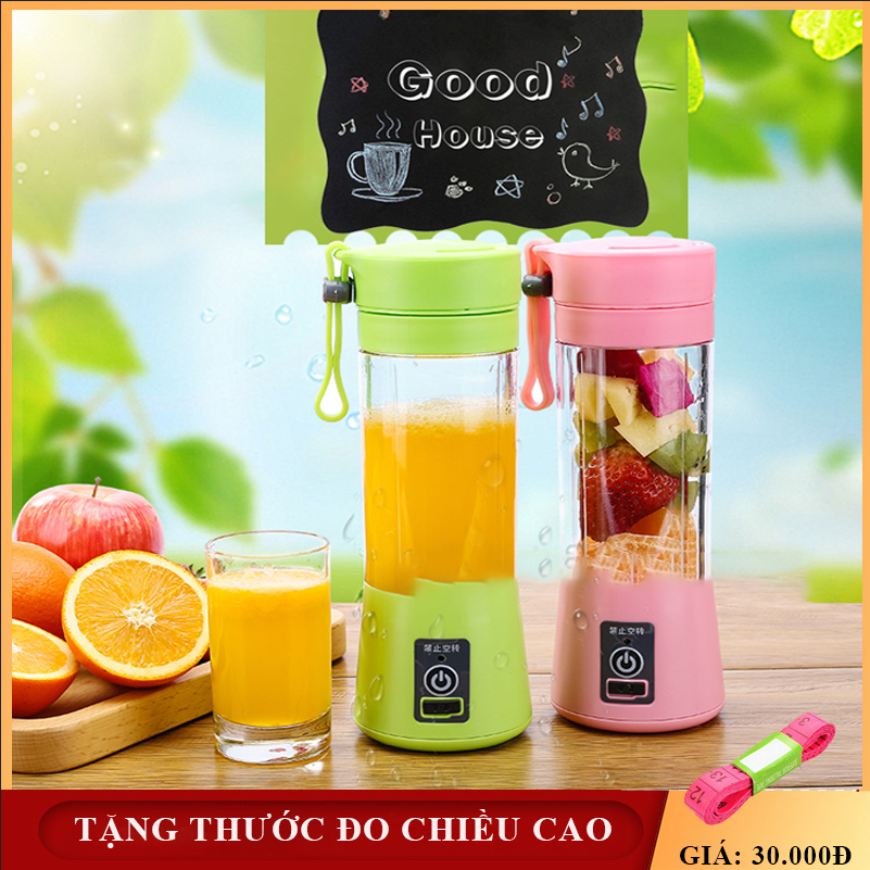 Máy xay sinh tố mini cầm tay sạc pin 6 lưỡi tiện lợi- Máy xay cầm tay 6 lưỡi inox (màu ngẫu nhiên), cổng sạc USB tiện lợi an toàn