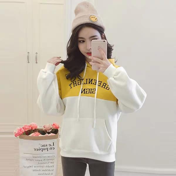 Ao Khoác Nỉ hoodie nữ phối nón 2 màu dây kéo vải nhung lót bông cực dài dặn mới B56