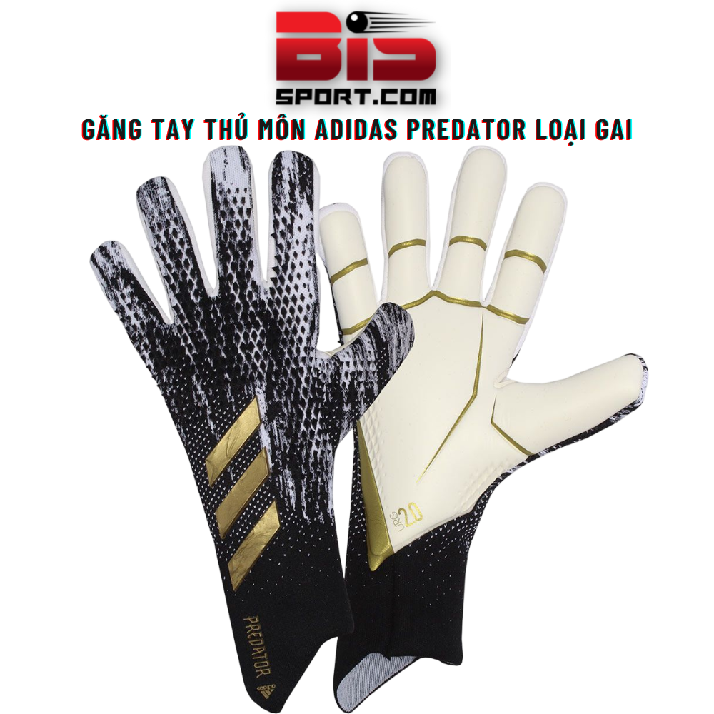 Găng tay thủ môn chuyên nghiệp adidas predator loại gai cao cấp - bắt bóng siêu đỉnh - trắng đen