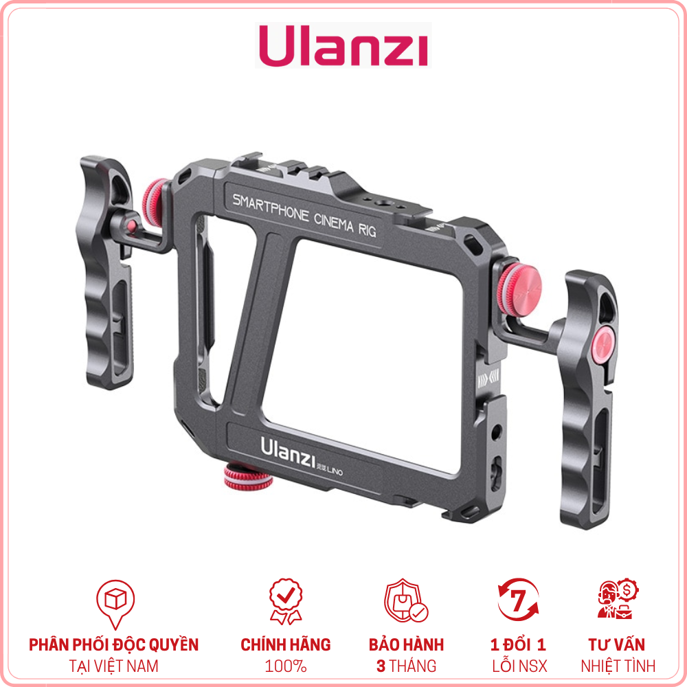 Ulanzi lino metal cage - khung quay phim kèm tay cầm bên dành cho điện thoại - hàng chính hãng