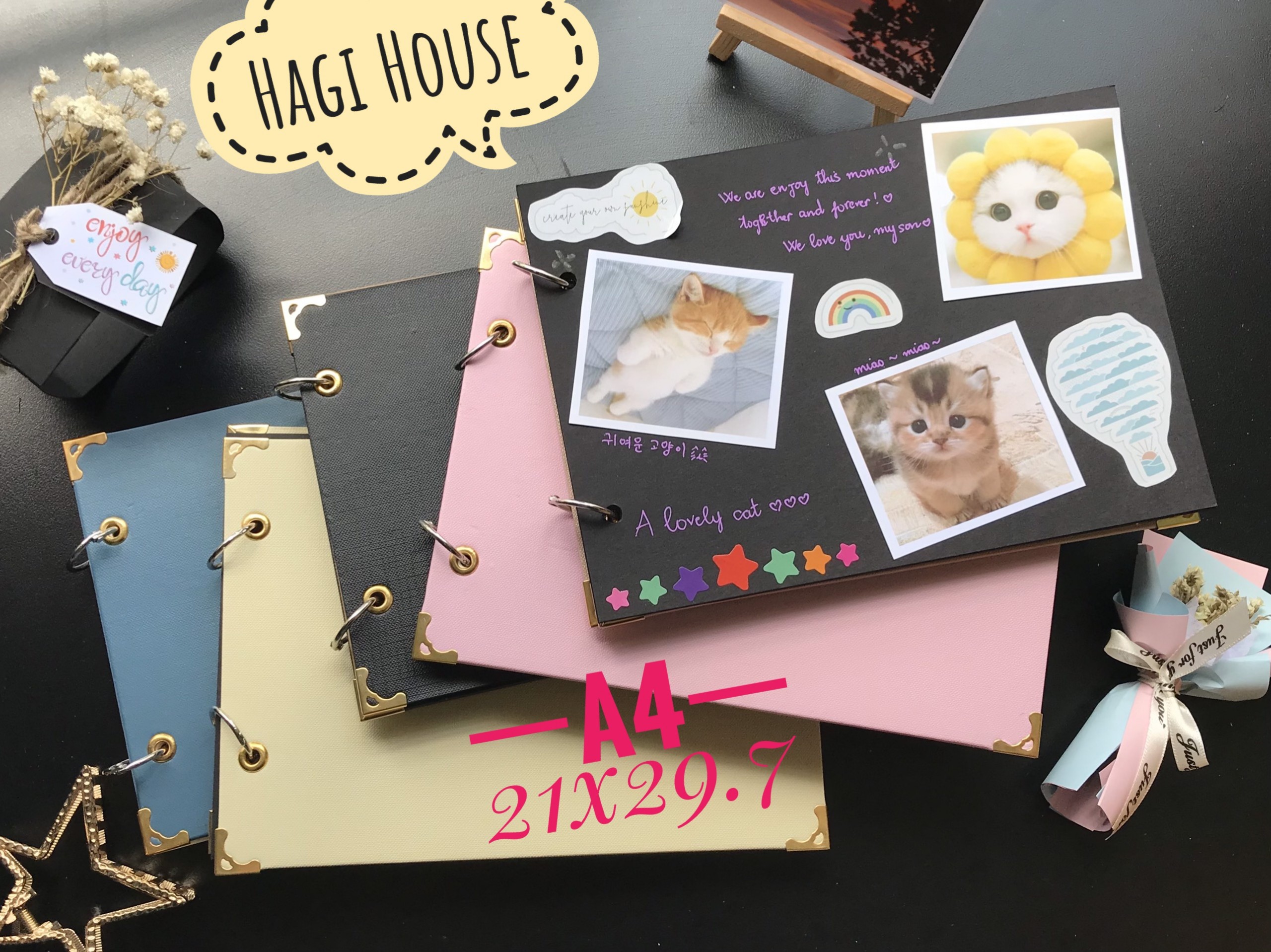 Quà tặng sinh nhật Sổ dán ảnh handmade tặng bạn bè, người yêu, scrapbook dán ảnh khổ A4, lưu giữ kỉ niệm