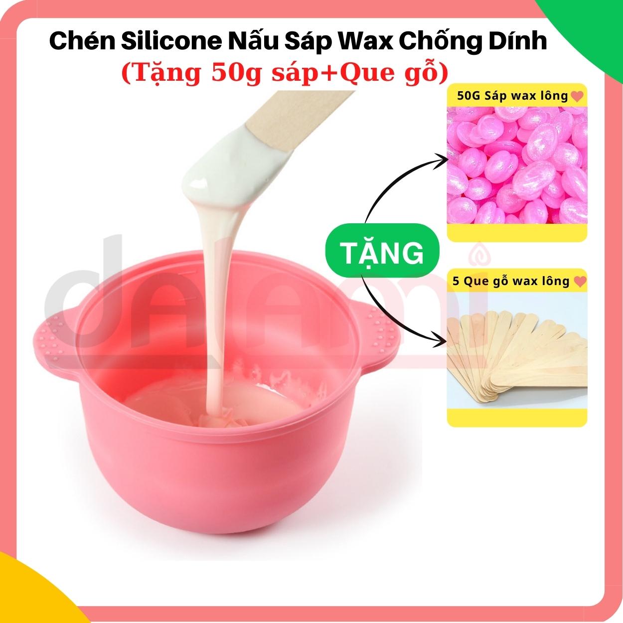 [TẶNG 50G SÁP+QUE GỖ] Chén Silicon Nấu Sáp Wax Lông chống Dính Chuyên Dụng, Nhỏ gọn, Tiện lợi, Dễ dàng sử dụng, Wax lông toàn thân an toàn, hiệu quả tại nhà