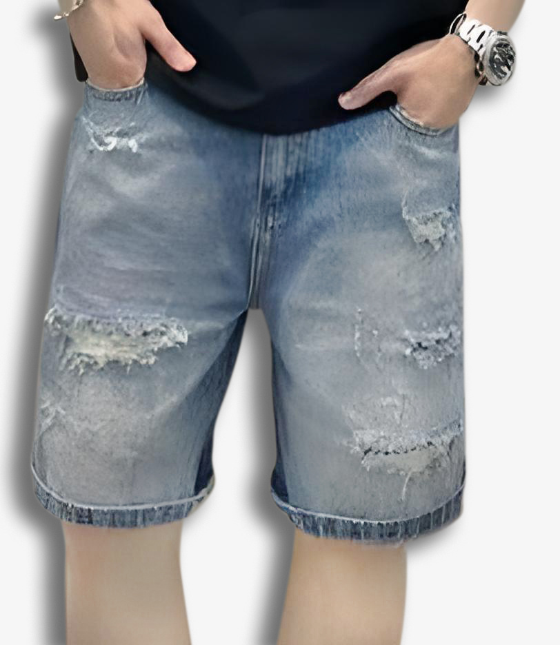 Quần short jean nam đùi sọt bò ngắn chất jean thun co giãn