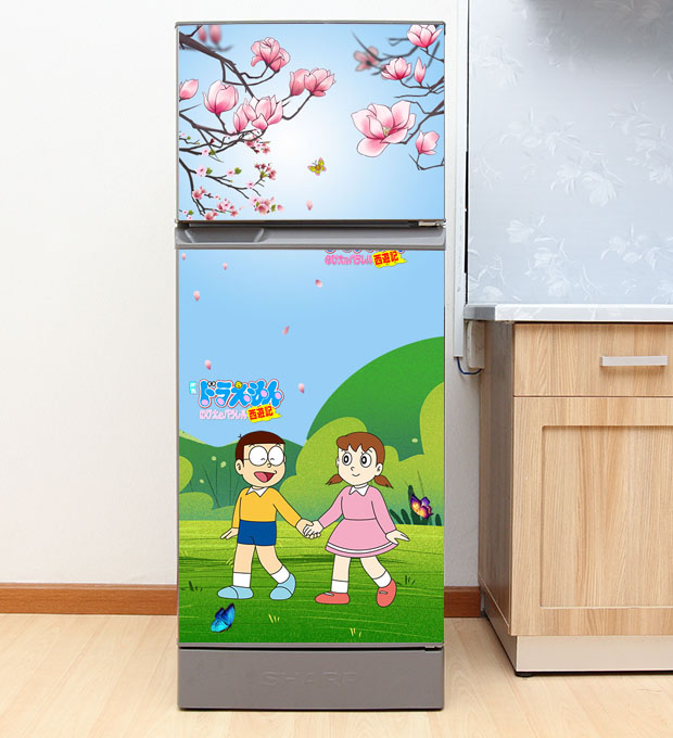 Giấy dán chuyên dụng trang trí tủ lạnh Mẫu Nobita 01- Chất liệu Decal Cao Cấp siêu bền phù hợp với mọi tủ lạnh