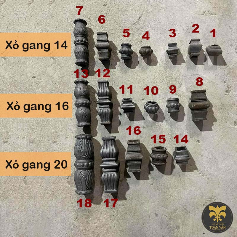 ổ gang - xỏ gang tròn vuông 14-16-20- hoa sắt mỹ thuật dùng trang trí cổng, cầu thang, lan can