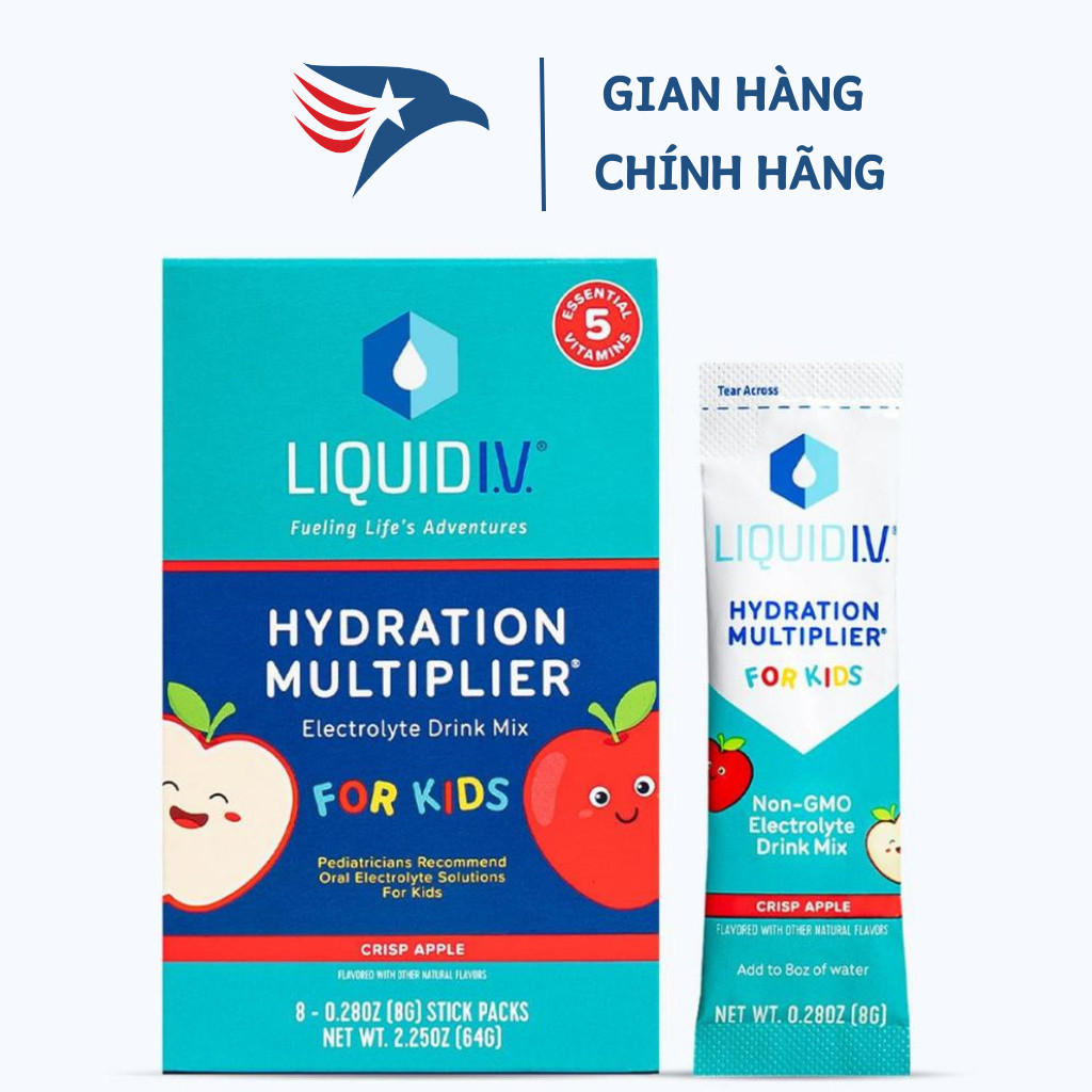 Bột điện giải dành cho trẻ em bán chạy ƞhất thế giới Unilever Liquid IV Hydration Multiplier For Kids : Hộp 8 gói