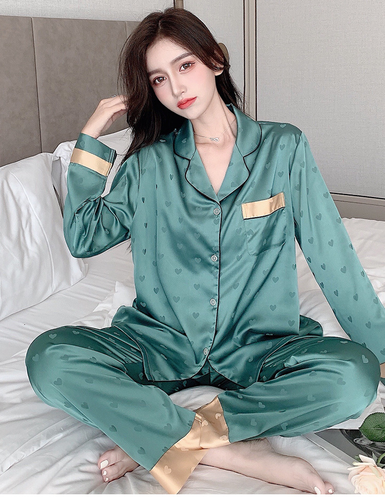 Đồ bộ lụa chuẩn Hàn Quốc cao cấp dài tay mặc nhà Bộ đồ ngủ pyjama dài tay phong cách sang chảnh