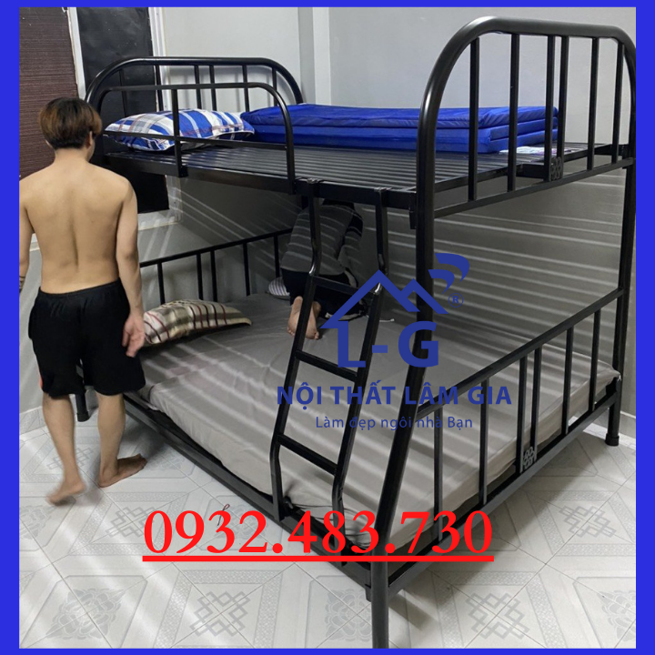 GIƯỜNG TẦNG SẮT LỆCH TRẺ EM 1M2-1M4 MÀU ĐEN SIÊU ĐẸP HCM