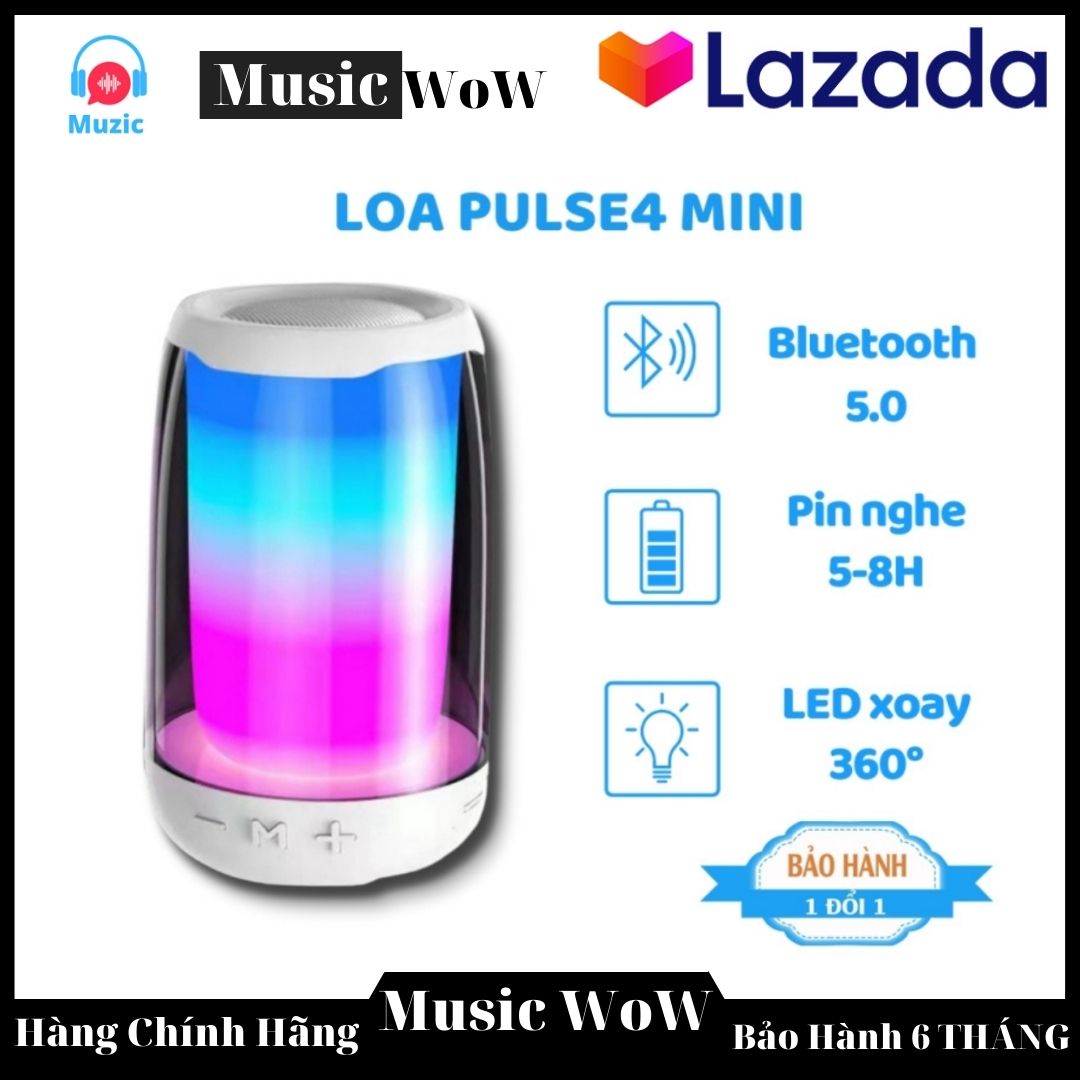 Loa Bluetooth Di động Plus4 Mini_Loa Bluetooth không dây Pluse 4 Mini_kết nối máy tính có đèn led bluetooth 5.0 Loa pluse 4 mini hình trụ Led nháy theo nhạc