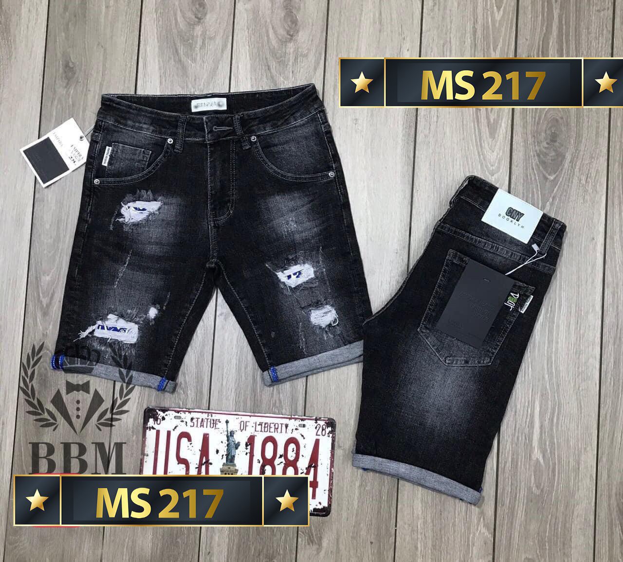 [HCM]Quần short jean nam rách chất bò màu xanh - quần jean lửng nam co giãn thời trang cao cấp NGÂN SHOP 19 ms264