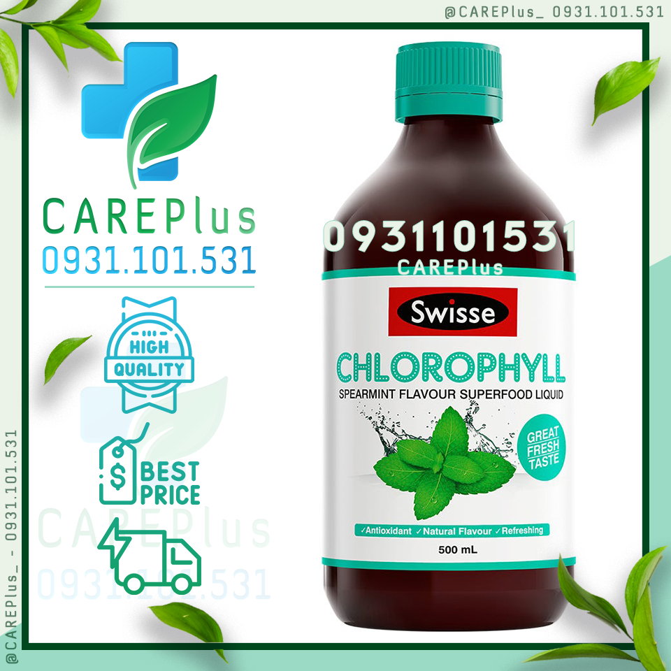 500ml - Diệp lục vị Bạc Hà Swisse Chlorophyll Spearmint 500ml