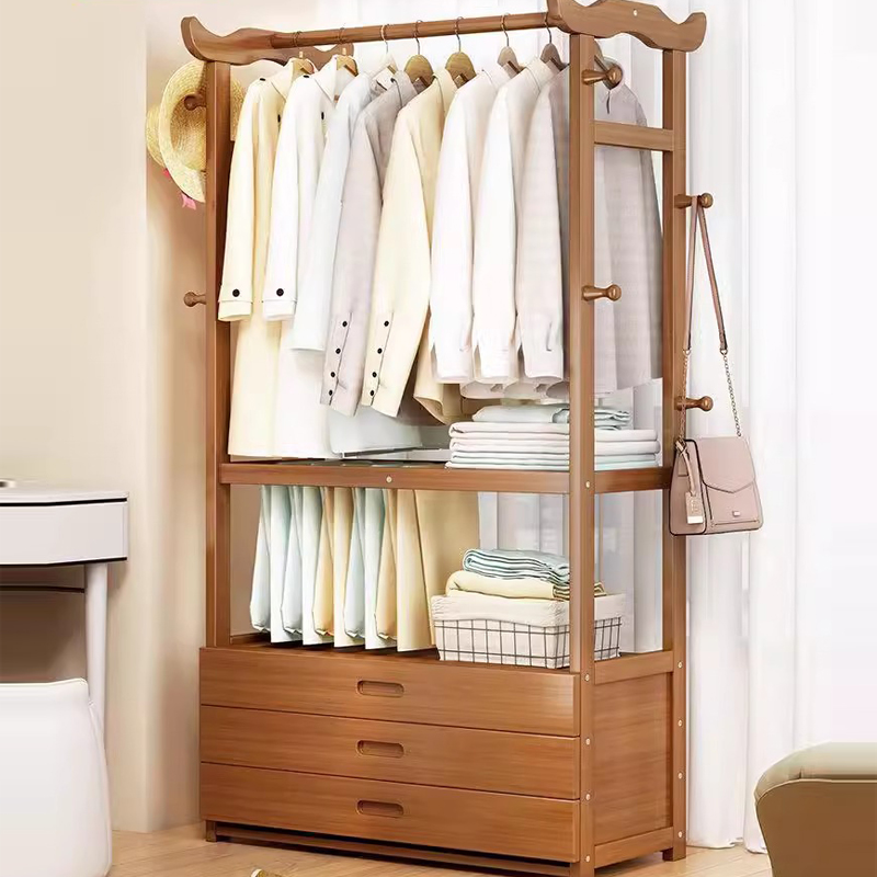 Giá Treo Quần Áo Gỗ Tre Đa Năng Thiết Kế Đơn Giản Hiện Đại, Kệ Treo Quần Áo Khung Tre Nguyên Khối