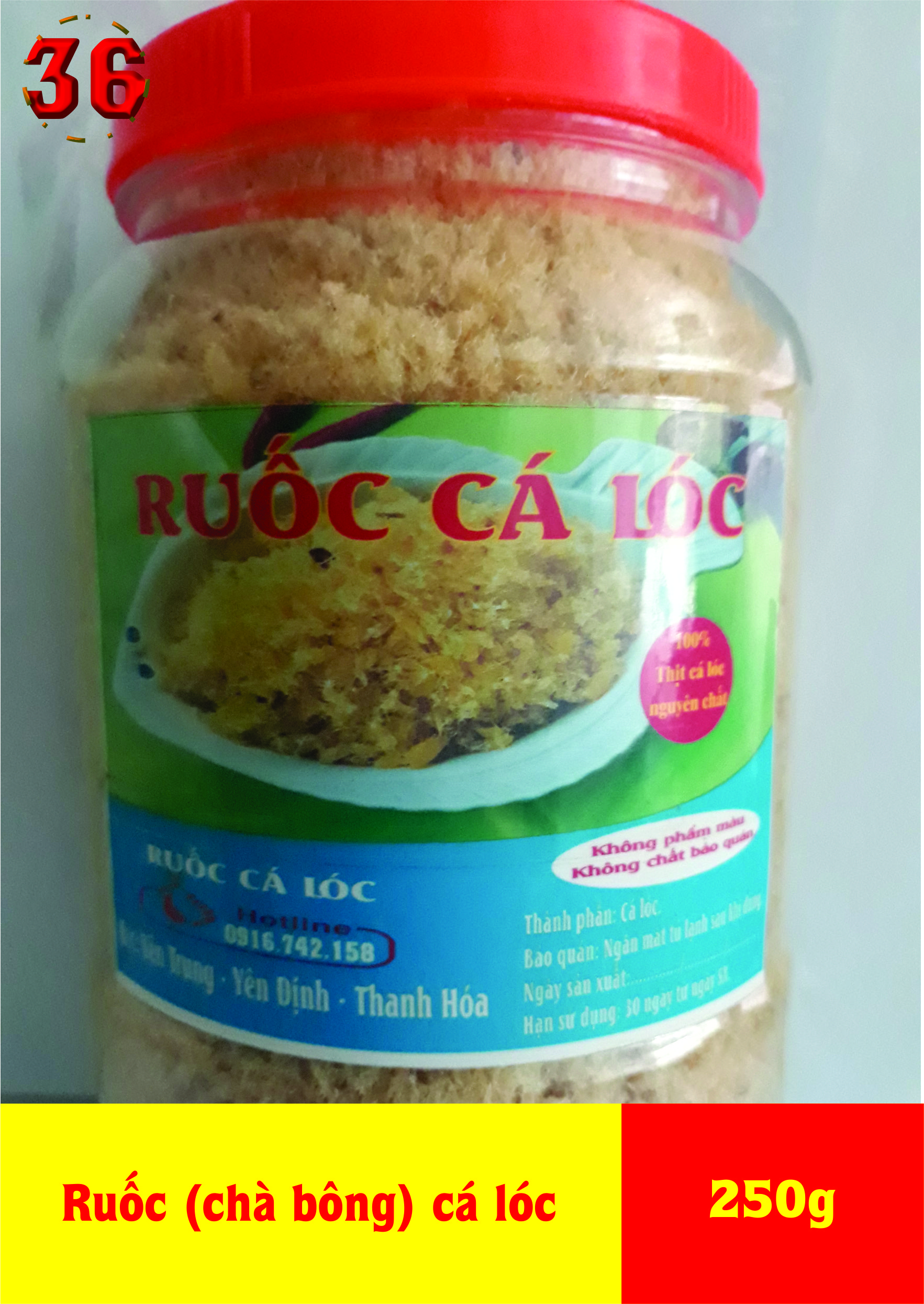 250GRAM RUỐC (CHÀ BÔNG) CÁ LÓC (100% THỊT CÁ LÓC NGUYÊN CHẤT) !