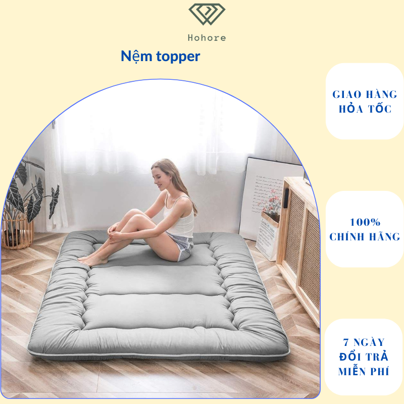 Nệm topper siêu mềm siêu êm vô cùng tiện lợi, nệm kích thước 120cm x 200cm x 7cm giá sinh viên