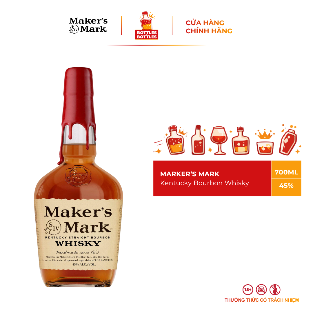 [CHÍNH HÃNG] Rượu Marker's Mark Kentucky Straight Bourbon Whisky 750ML - 45%