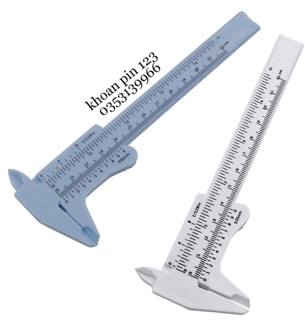 Thước kẹp 120mm bằng nhựa cao cấp 2 màu xanh và trắng