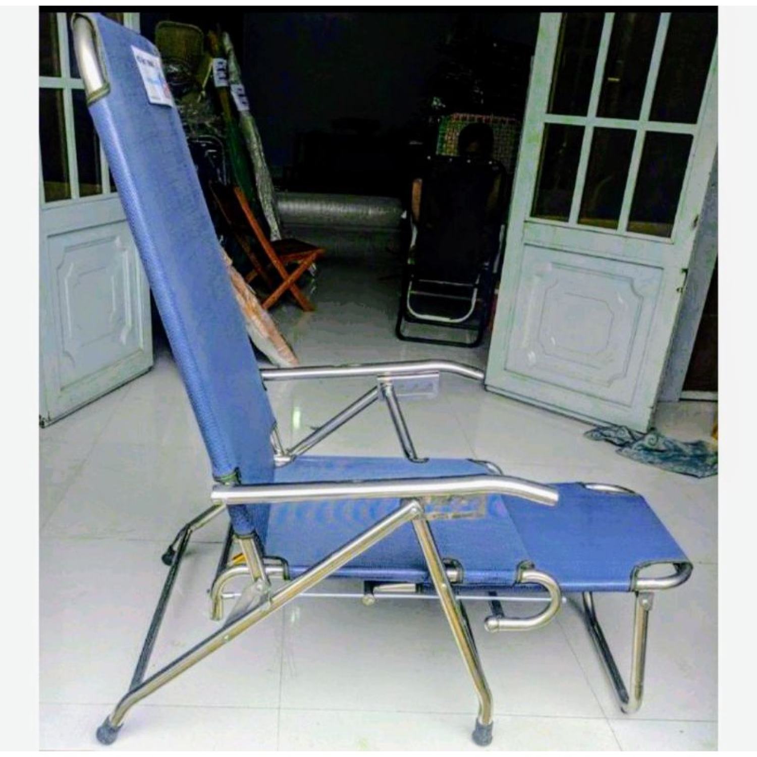 Ghế bố xếp có vĩ kéo gác chân - dày nặng 7kg - có vĩ gác chân