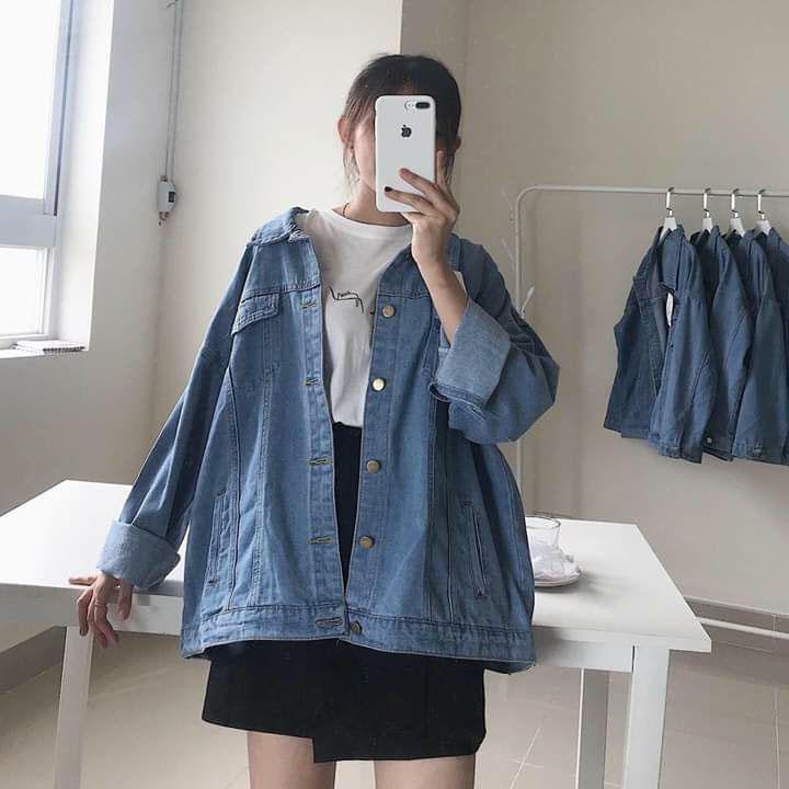 Áo Khoác Jeans Trơn Đậm Dành Cho Nam Nữ Thời Trang AKJN