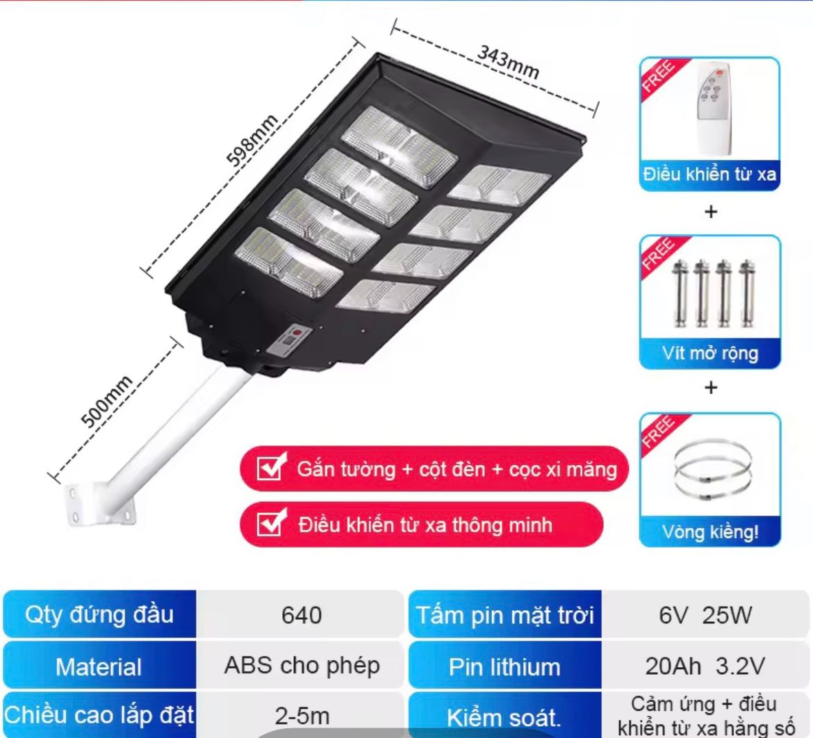 Đèn năng lượng mặt trời 400W sáng trắng