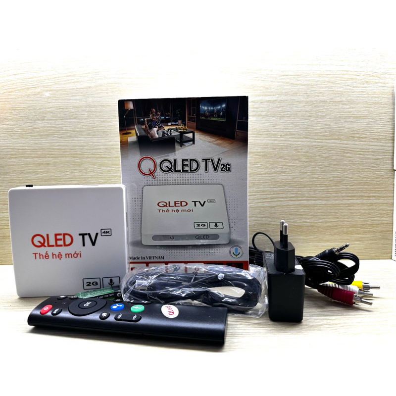  Tivi box QLED ram 2GB biến tv thường thành tv thông minh có điều khiển giọng nói 