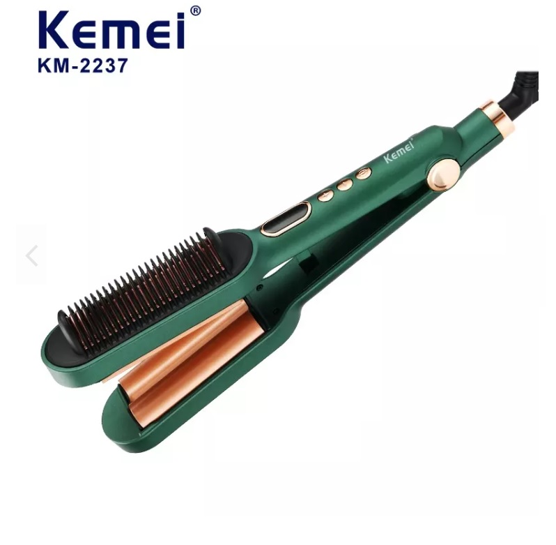 Lược điện chải thẳng tóc và máy bấm sóng tóc có chỉnh nhiệt kemei km 2237