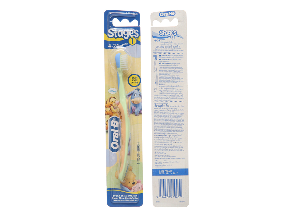 Bàn chải cho bé 4 - 24 tháng Oral-B Stages 1 lông siêu mềm